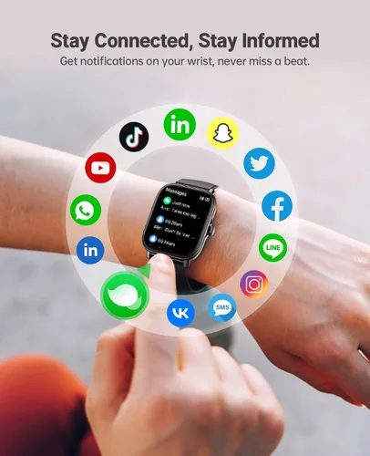 Vista 3 de Reloj inteligente para Android para hombres y mujeres, pantalla táctil de 1.91 pulgadas con monitor de sueño de oxígeno en sangre y frecuencia