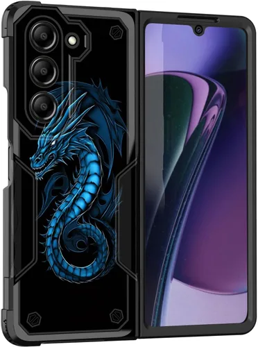 Vista 25 de Funda para Galaxy Z Fold 5 5G 2023, doble capa, protección contra caídas de grado militar de 10 pies, antideslizante, resistente a prueba de golpes
