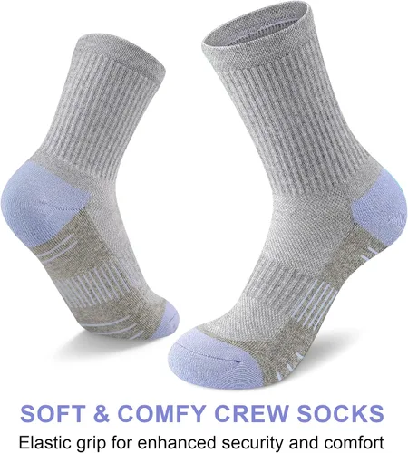 Vista 5 de cuangya Calcetines deportivos de compresión acolchados para mujer, 5 pares