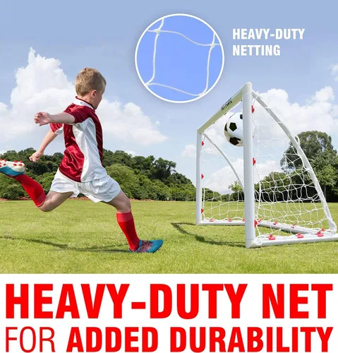 Vista 6 de NET PLAYZ Porterías de fútbol para patio trasero, niños de 4 x 3 pies de alta resistencia Regalos de fútbol para edades de 3, 4, 5, 6, 7, 8, 9