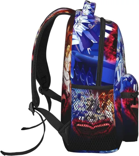Vista 3 de KEWRJFWA Mochila de trébol negro de anime, bolsa de dibujos animados, mochila de lona ligera para parejas, mochila unisex de viaje para oficina