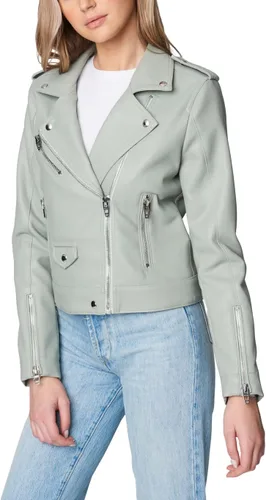Vista 3 de [BLANKNYC] Chaqueta de moto de cuero vegano para mujer con cremallera y detalle de bolsillo, abrigo elegante y ropa de diseñador, Play-Act, M