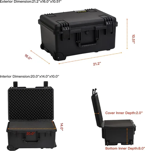 Vista 6 de MEIJIA Funda rígida portátil impermeable para todo tipo de clima, funda para cámara con espuma de ajuste personalizable, diseño ligero con mango