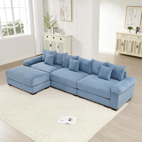 Vista 51 de ODUSE-DAILY Sofá modular de gran tamaño de 117.3 pulgadas, sofás modulares grandes de pana para sala de estar, sofás de 3 plazas, moderno juego