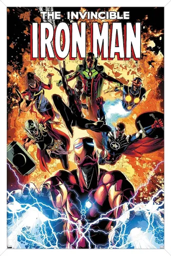 Vista 14 de Trends International Marvel Comics Iron Man - Póster de pared Invincible Iron Man #11, 22.4 pulgadas de largo x 14.7 pulgadas, versión enmarcada