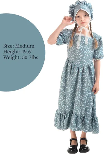 Vista 2 de Nuoqi Vestidos pioneros para niñas, disfraz colonial de Laura Ingalls Wilder