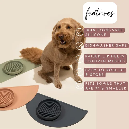 Vista 4 de Should We Go? Tapete de silicona impermeable para comida de mascotas, antideslizante, a prueba de derrames, tapetes de alimentación para pisos