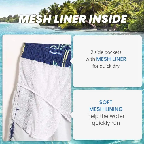 Vista 3 de Maamgic Traje de baño de secado rápido, para hombre, bermudas para nadar, pantalones cortos de 7 con forro de malla