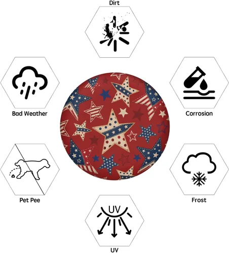 Vista 6 de Spare Tire Cover Vintage American Flag for Rv Trailer American Stars Red