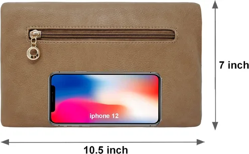 Vista 3 de Solene Bolso de mano envolvente para mujer, con múltiples compartimentos, 6 ranuras para tarjetas en el interior, bolso cruzado con borlas