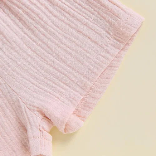 Vista 7 de Conjunto de ropa de verano de algodón y lino de manga corta para bebé niño y niña