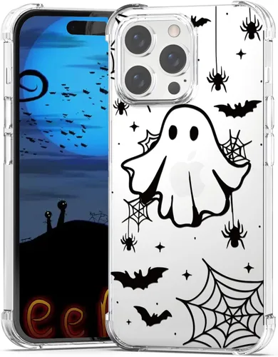 Vista 34 de Funda de Halloween para Google Pixel 6A transparente con diseños de murciélagos fantasmas, funda para teléfono para niñas, elegante, delgada, a