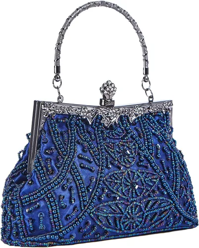 Vista 7 de Bolso de estilo vintage con cuentas de lentejuelas bolso de noche de fiesta de boda bolso de embrague de diamantes de imitación