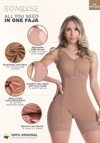 Vista 4 de Sonryse P053 Faja Colombiana Postparto etapa 1 post cirugía, ropa de compresión para mujer