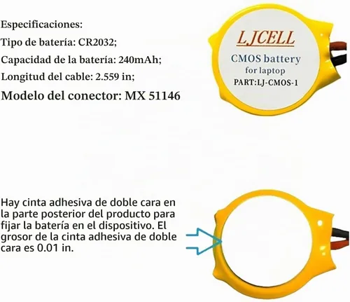 Vista 4 de Batería CMOS para computadora de escritorio Dell Alienware Alpha R1 Steam Machine i5 i7, Fix Yellow Light BIOS RTC CR2032 batería con 2 cables