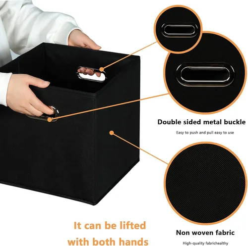 Vista 4 de Yunkeeeper - Contenedores de almacenamiento, cubos organizadores de tela con asa, cubos plegables para almacenamiento de tela o accesorios, 11 x 11