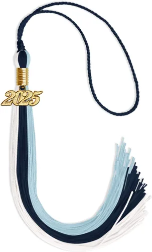 Vista 29 de Endea - Borla de graduación de triple color con gota de fecha dorada (negro/dorado/granate, 2020)