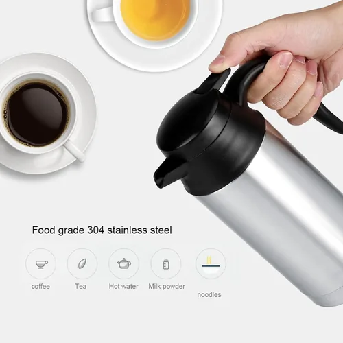 Vista 4 de Hervidor eléctrico para coche, hervidor eléctrico de acero inoxidable de 12 V, 25.4 fl oz, taza de calefacción de coche, taza de café, taza