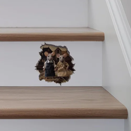 Vista 5 de Adhesivo de pared 3D con agujero de ratón gótico americano con agujero de ratón