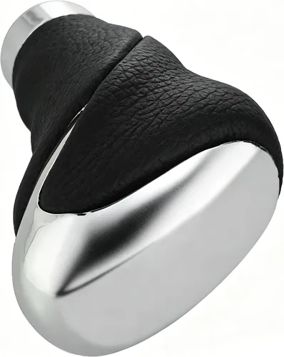 Vista 7 de Lunsom Pomo de Palanca de Cambios de Cuero, Cabezal de Mango de Palanca de Cambios de Transmisión Type-R se Adapta a la Mayoría de Automóviles Negro