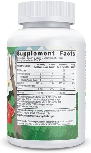 Vista 2 de Gomitas Calm de Nordic Naturals para Niños - Fresa y Sandía - 60 Gomitas - Suplemento de Magnesio y L-Teanina - Calmante para Niños - Apoyo