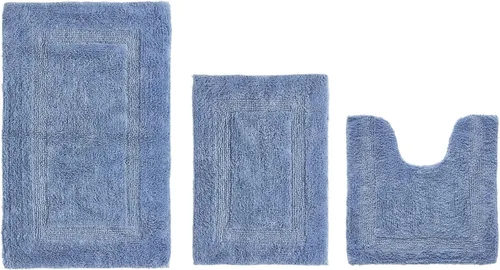 Vista 249 de Better Trends - Juego de 2 alfombras de baño 100% algodón, extra suaves, con borlas, de 17" x 24", alfombra de baño superabsorbente y reversible