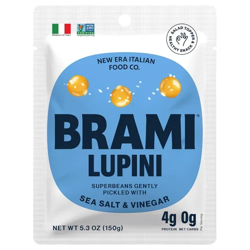 Vista 8 de BRAMI Lupini Beans Snack, Ajo y Romero, 7g de proteína vegetal, 0g de carbohidratos netos, vegano, vegetariano, keto, dieta mediterránea,