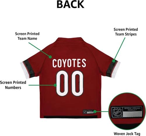 Vista 7 de Pets First NHL Arizona Coyotes Jersey para perros y gatos, talla XS. Deja que tu mascota sea un verdadero fanático de la NHL