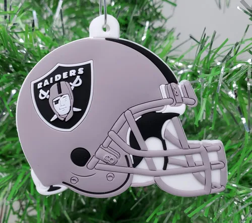 Vista 3 de Juego de adornos navideños con temática de equipo de fútbol plateado y negro