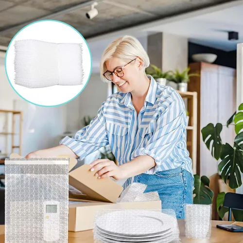 Vista 2 de 300 bolsas transparentes autoadhesivas con cojín de burbujas, bolsas a granel, bolsa de burbujas de doble pared, bolsa de plástico a prueba