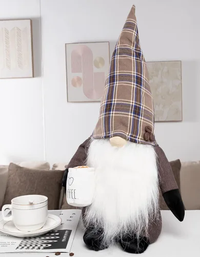 Vista 3 de Rae Dunn Gnomo de cocina – Decoración para el hogar – Escandinavo/sueco/nórdico Tomte Nisse Figura de felpa – 19 pulgadas elfo con barba adorno
