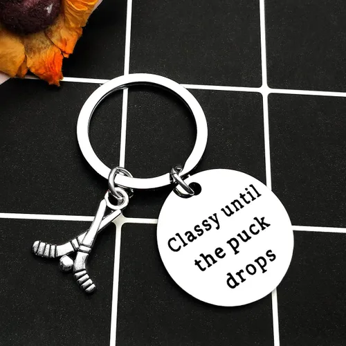 Vista 3 de Llavero de hockey sobre hielo, regalo para entrenador de hockey o jugador, regalo de San Valentín, Navidad, cumpleaños para hija, hijo, adolescente