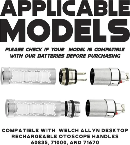 Vista 5 de Repuesto para batería Welch Allyn 72200, batería recargable de níquel cadmio de 3.5 V 800 mAh, compatible con manijas de alimentación 60835, 71000