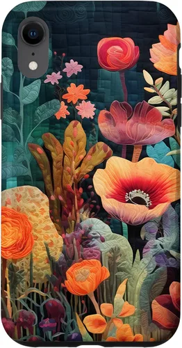 Vista 25 de iPhone 16 Flores coloridas en funda de edredón óptica, flores