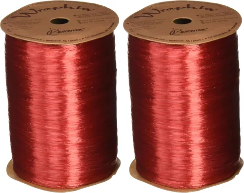 Vista 2 de Berwick Offray Cinta de rafia perlada roja imperial, 1/4 '' de ancho, 100 yardas, 0.276 in
