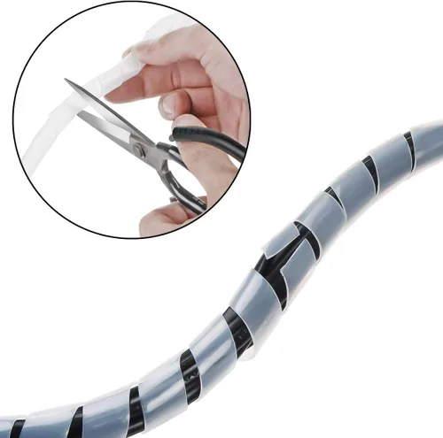 Vista 4 de 65FT XHF 0.157 in (rango de envoltura: 0.059 in-0.394 in) Cable envolvente de cable en espiral transparente para computadora, organizador de cables