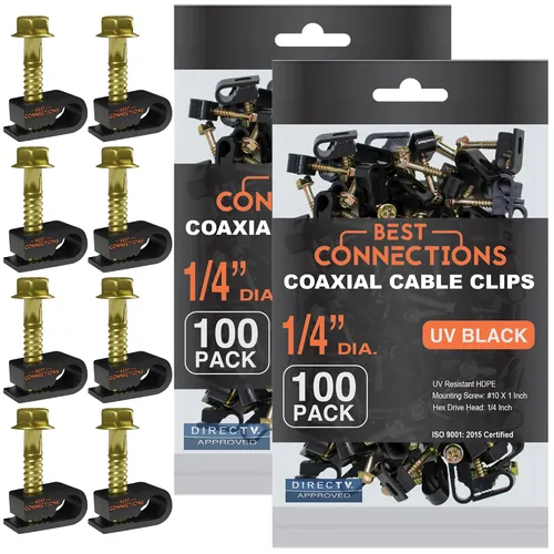 Vista 8 de BEST CONNECTIONS Clips coaxiales para cable con tornillo preinsertado (paquete de 1000) - Abrazaderas de montaje de cable único negro para cable