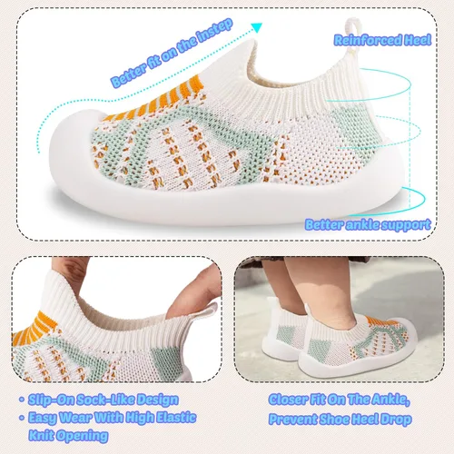 Vista 4 de Zapatos para caminar para bebés, primer andador para bebés, niñas pequeñas, antideslizantes, más seguros, suela suave, sin cordones, ancho ancho