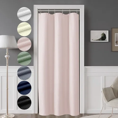 Vista 44 de OVZME Cortina de ducha de tela Berry Stall de 36 x 72 pulgadas, suave y gofre, pequeña cortina de ducha negra para baño con textura para un