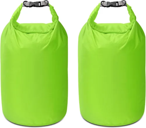 Vista 14 de Juego de bolsas secas, impermeables, pequeñas y ligeras, para tabla de remo, kayak, pesca, campamento (azul, 2 L + 5 + 10 L)