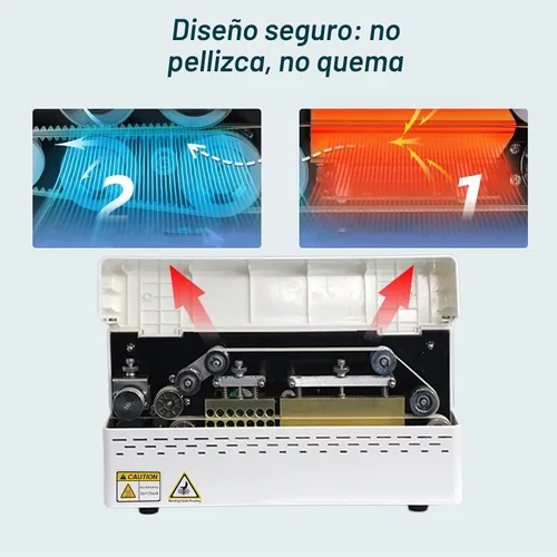 Vista 4 de Phezer Máquina de sellado térmico continuo, sellador automático de bolsas de plástico con control digital de temperatura, sellador térmico de banda