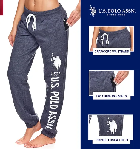 Vista 2 de U.S. Polo Assn. Pantalones deportivos para mujer Pantalones deportivos para mujer con estampado de logotipo, rizo francés de polialgodón