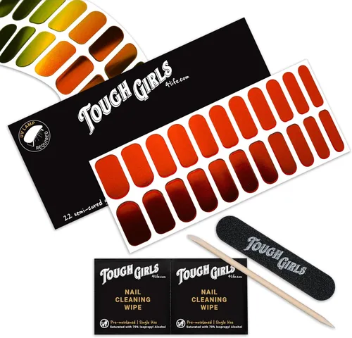 Vista 17 de TOUGH GIRLS 22 tiras de esmalte de uñas de gel semicuradas prémium con accesorios de aplicación (borgoña)