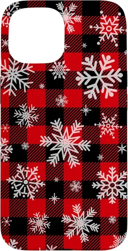 Vista 6 de Snowflakes Snow Snowing Christmas Winter Red Black Plaid Case for iPhone 17