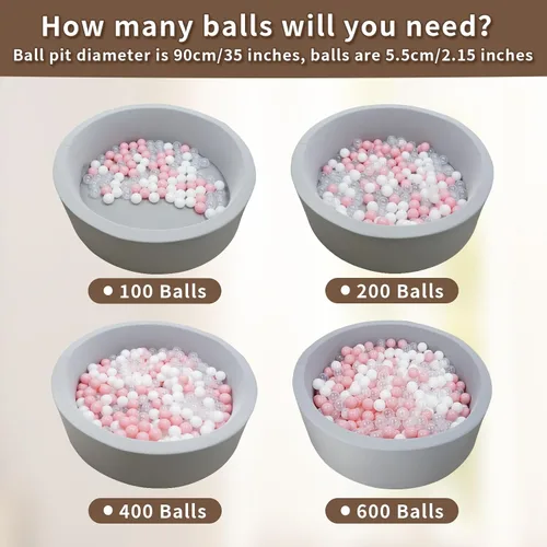 Vista 5 de Paquete de 100 pelotas para piscina de bolas - Bolas de plástico a prueba de aplastamiento y libres de BPA para carpa, casa de juegos, juguete