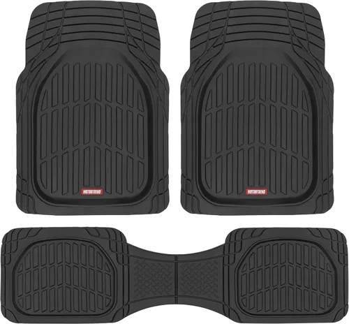 Vista 16 de Motor Trend -2 alfombrillas delanteras para el piso del automóvil- Forros de contorno FlexTough negros - Alfombrillas de goma resistentes