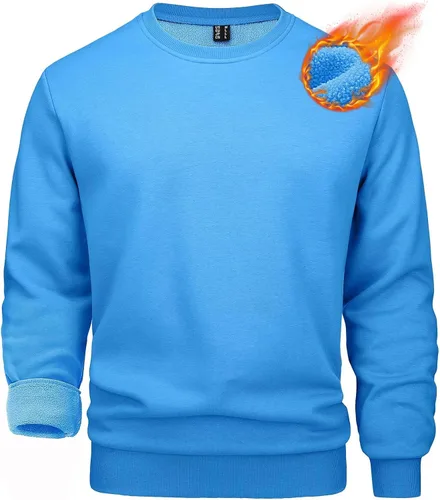 Vista 78 de MAGCOMSEN Sudadera de cuello redondo para hombre de manga larga casual cálida de forro polar