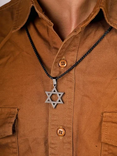 Vista 5 de HAQUIL Stainless Steel Hexagram Six Pointed Star Pendant Necklace, Box Chain, Jewish Israel Jewelry Gift for Men and Women