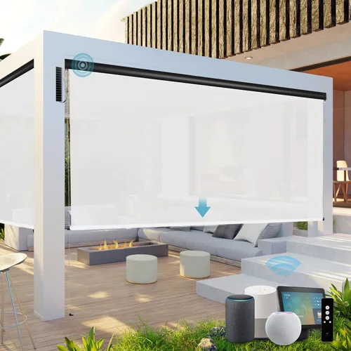 Vista 13 de SmartWings Persianas motorizadas para patio al aire libre con control remoto, compatibles con Alexa/Google/Homekit, resistentes a la intemperie