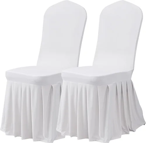 Vista 34 de Dimatic Juego de 2 fundas elásticas para sillas de comedor, fundas Parsons con falda, de elastano súper ajuste, funda protectora de asiento para Azul